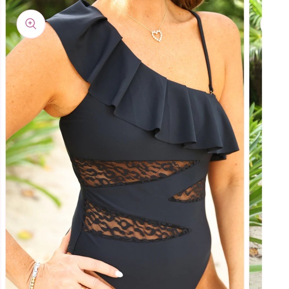 Elegant Black Ruffled Women’s One Piece Swimsuit